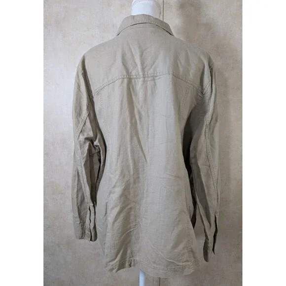 Eddie Bauer Safari Jacket Women’s XXL Khaki Linen Blend Utility Outdoors - Picture 3 of 10